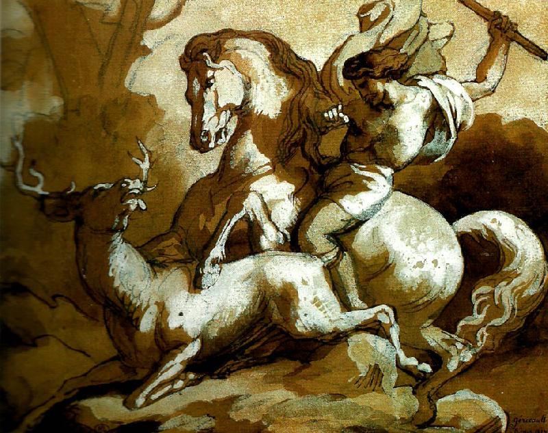 Theodore   Gericault la chasse au cerf oil painting image